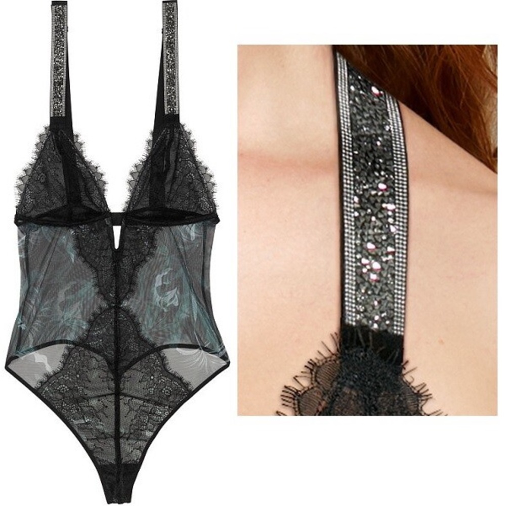 green/black Lace Bodysuit